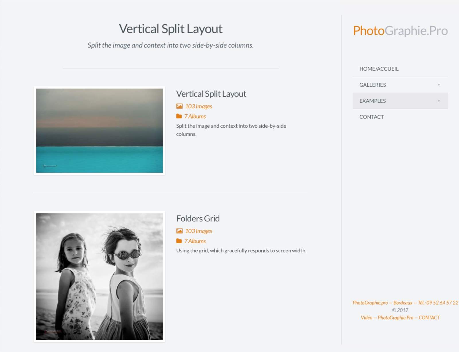 Menu dans la colonne de droite