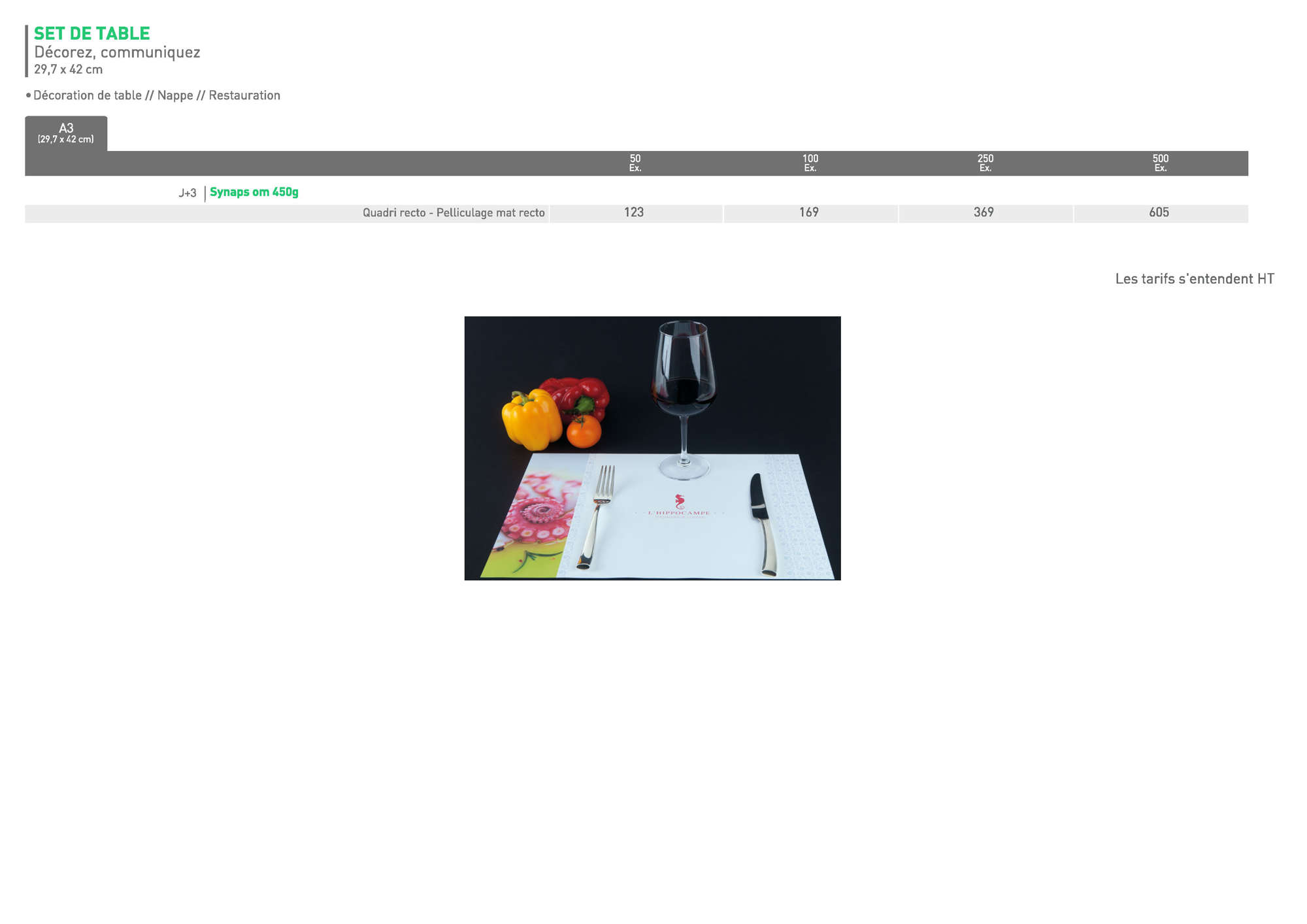 RESTORANT Set de table indechirable